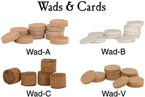 "A" card: .125" thick, over powder, waterproof, to seal the powder charge.
"B" card: .025" thick over shot card, to hold it firmly in place.
"C" card: .500" very thick fiber cushion wad. Lubricate before use.
"V" Vegetable Fiber Wads: The vegetable fiber wad is traditional for use in the black powder
cartridge rifle, and it is biodegradable. The inside diameter of your cartridge case should be larger than the groove diameter of your barrel, and your vegetable fiber wad should be a snug fit in your case. Available in .062" (1/16") thickness, in your choice of popular calibers.
View our Wad Sizing Chart to select the correct
size wads for you application.
"A" card: .125" thick, over powder, waterproof, to seal the powder charge.
"B" card: .025" thick over shot card, to hold it firmly in place.
"C" card: .500" very thick fiber cushion wad. Lubricate before use.
"V" Vegetable Fiber Wads: The vegetable fiber wad is traditional for use in the black powder
cartridge rifle, and it is biodegradable. The inside diameter of your cartridge case should be larger than the groove diameter of your barrel, and your vegetable fiber wad should be a snug fit in your case. Available in .062" (1/16") thickness, in your choice of popular calibers.
View our Wad Sizing Chart to select the correct
size wads for you application.